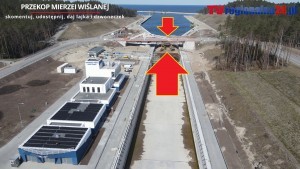 Przekop Mierzei Wiślanej Falochron Wschodni i Zachodni z lotu ptaka. Co nowego na budowie kanału żeglugowego?