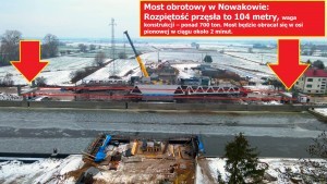 Most Obrotowy w Nowakowie Rozpiętość przęsła to 104 metry, waga konstrukcji ? ponad 700 ton. Wideo z drona. 