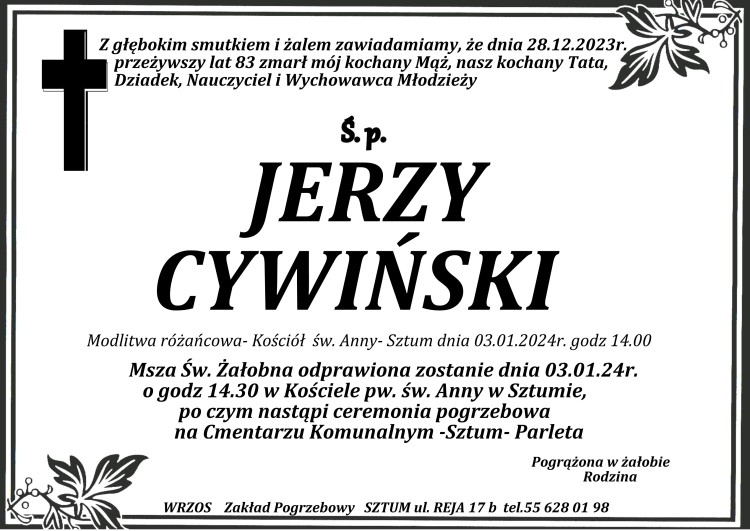 Zmarł Jerzy Cywiński. Żył 83 lata.