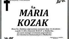 Zmarła Maria Kozak. Miała 70 lat.