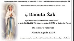 Zmarła Danuta Żak. Żyła 88 lat.