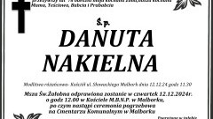 Zmarła Danuta Nakielna. Żyła 78 lat.