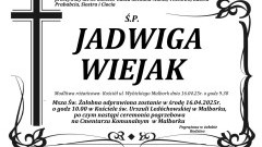 Zmarła Jadwiga Wiejak. Miała 85 lat.