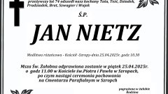 Zmarł Jan Nietz. Miał 74 lata.