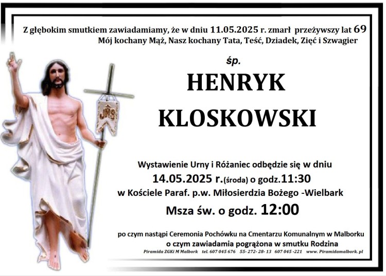 Zmarł Henryk Kloskowski. Miał 69 lat.