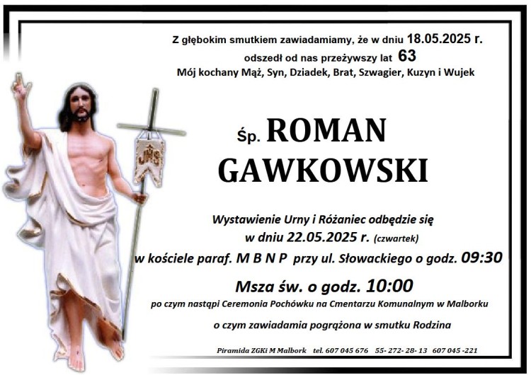 Zmarł Roman Gawkowski. Żył 63 lata.