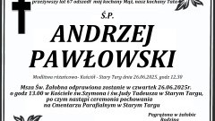 Zmarł Andrzej Pawłowski. Miał 67 lat.