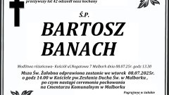 Zmarł Bartosz Banach. Miał 42 lata.