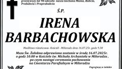 Zmarła Irena Barbachowska. Żyła 98 lat.