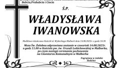 Zmarła Władysława Iwanowska. Miała 89 lat.
