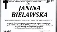 Zmarła Janina Bielawska. Miała 73 lata.