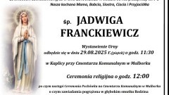Zmarła Jadwiga Franckiewicz. Miała 78 lat.
