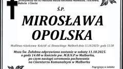 Zmarła Mirosława Opolska. Miała 83 lata.
