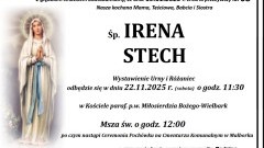 Zmarła Irena Stech. Miała 68 lat.