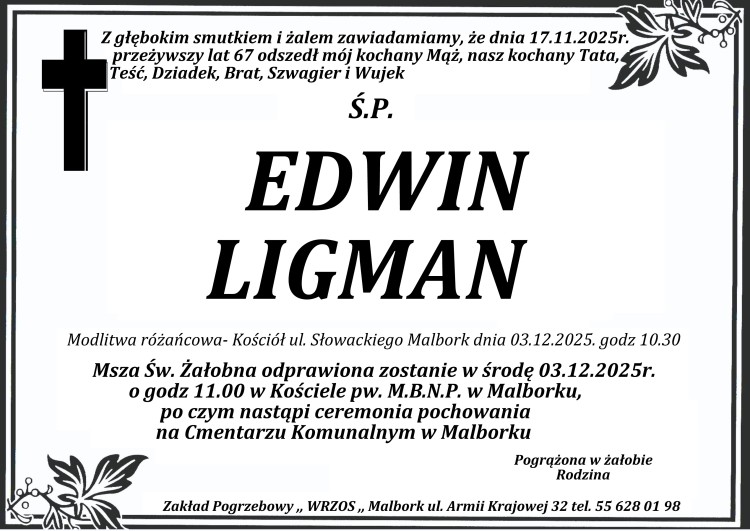 Zmarł Edwin Ligman. Miał 67 lat.