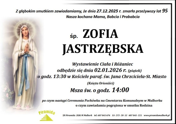 Zmarła Zofia Jastrzębska. Miała 95 lat.