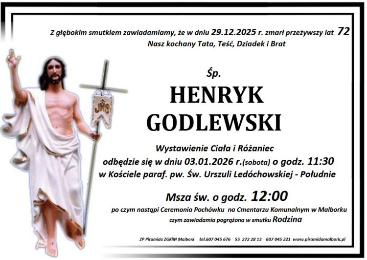 Zmarł Henryk Godlewski. Żył 72 lata.