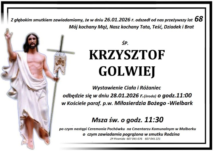 Zmarł Krzysztof Golwiej. Miał 68 lat.