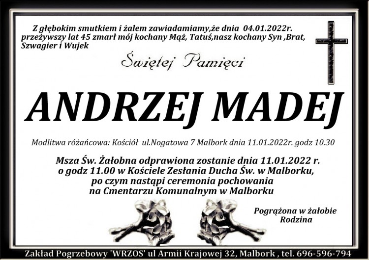 Zmarł Andrzej Madej. Żył 45 lat.