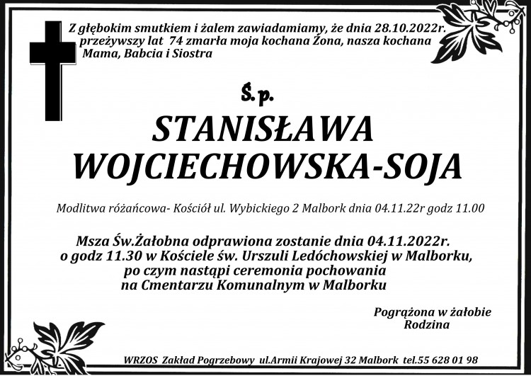 Malbork. Zmarła nauczycielka Stanisława Wojciechowska – Soja. Miała…