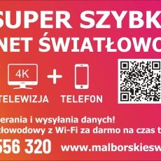Internet Światłowodowy bez limitu ze stałą ceną i Telewizją 4K + Telefon - Malbork, Nowy Staw, Nowy Dwór Gdański, Miłoradz, Stare Pole, Kmiecin, Frombork, Braniewo - Internet z prędkością światła w twoim domu